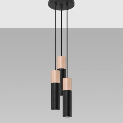 Пендел PABLO 3xGU10/40W/230V черен/бук