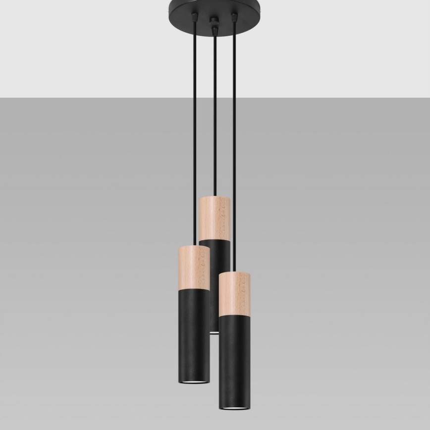 Пендел PABLO 3xGU10/40W/230V черен/бук