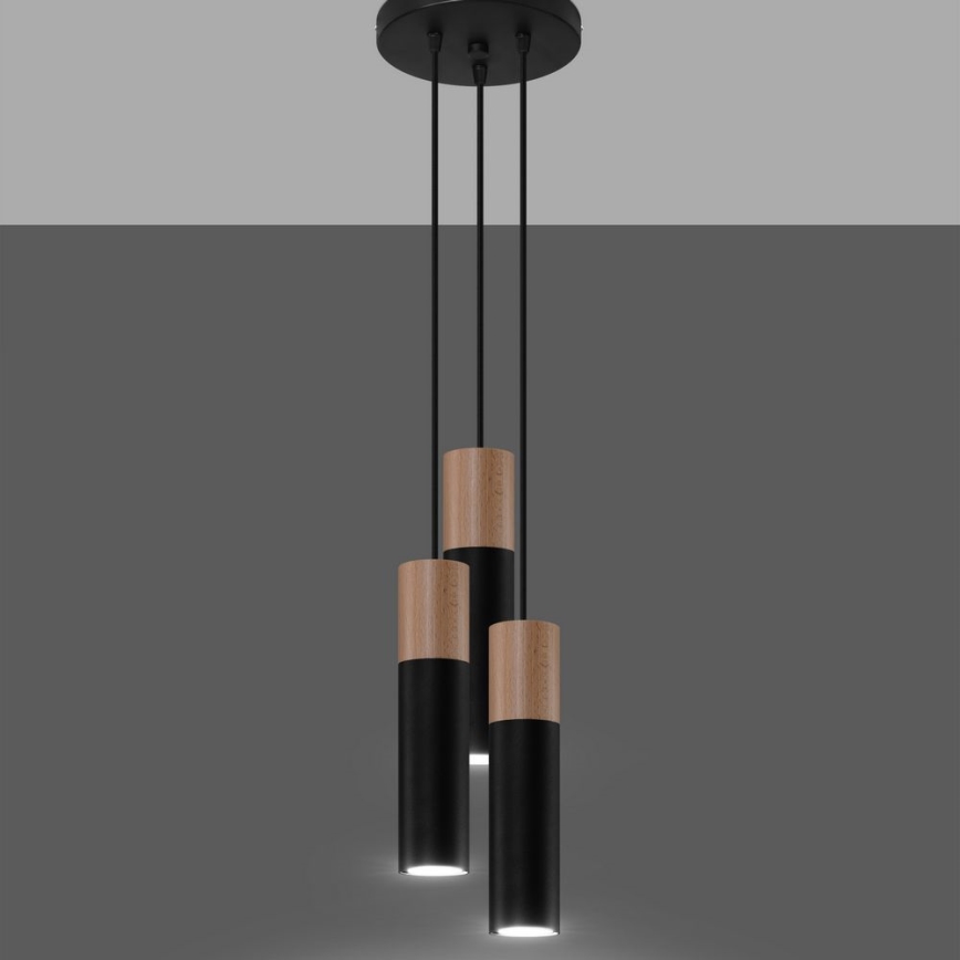 Пендел PABLO 3xGU10/40W/230V черен/бук