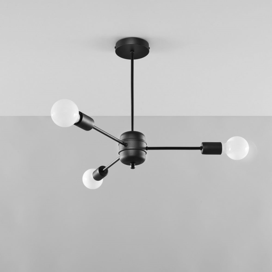Висящ полилей LANGO 3xE27/60W/230V черен