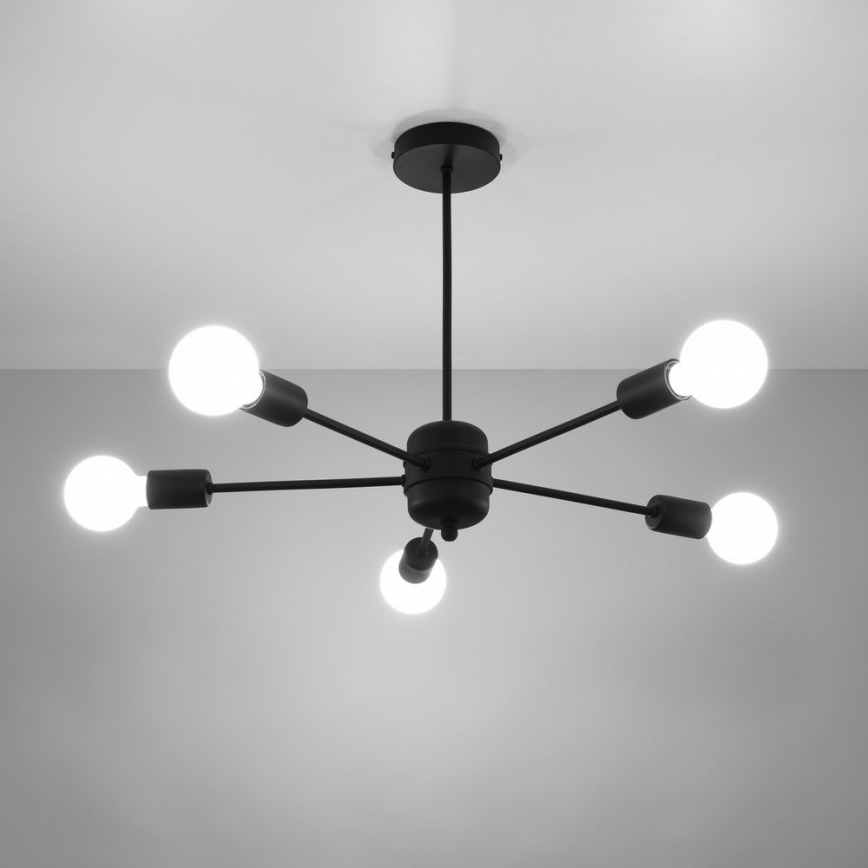 Висящ полилей LANGO 5xE27/60W/230V черен