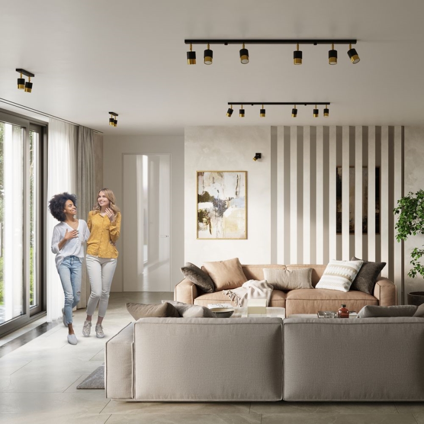 Стенен спот NERO 1xGU10/40W/230V черен/златист