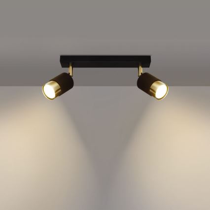 Спот NERO 2xGU10/40W/230V черен/златист