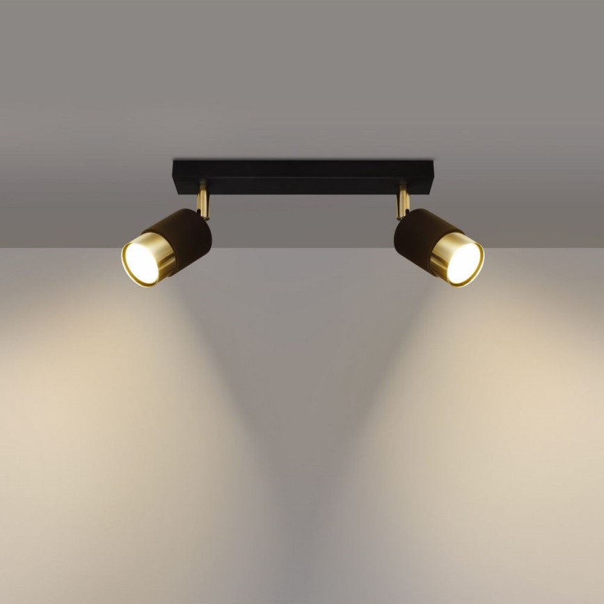 Спот NERO 2xGU10/40W/230V черен/златист
