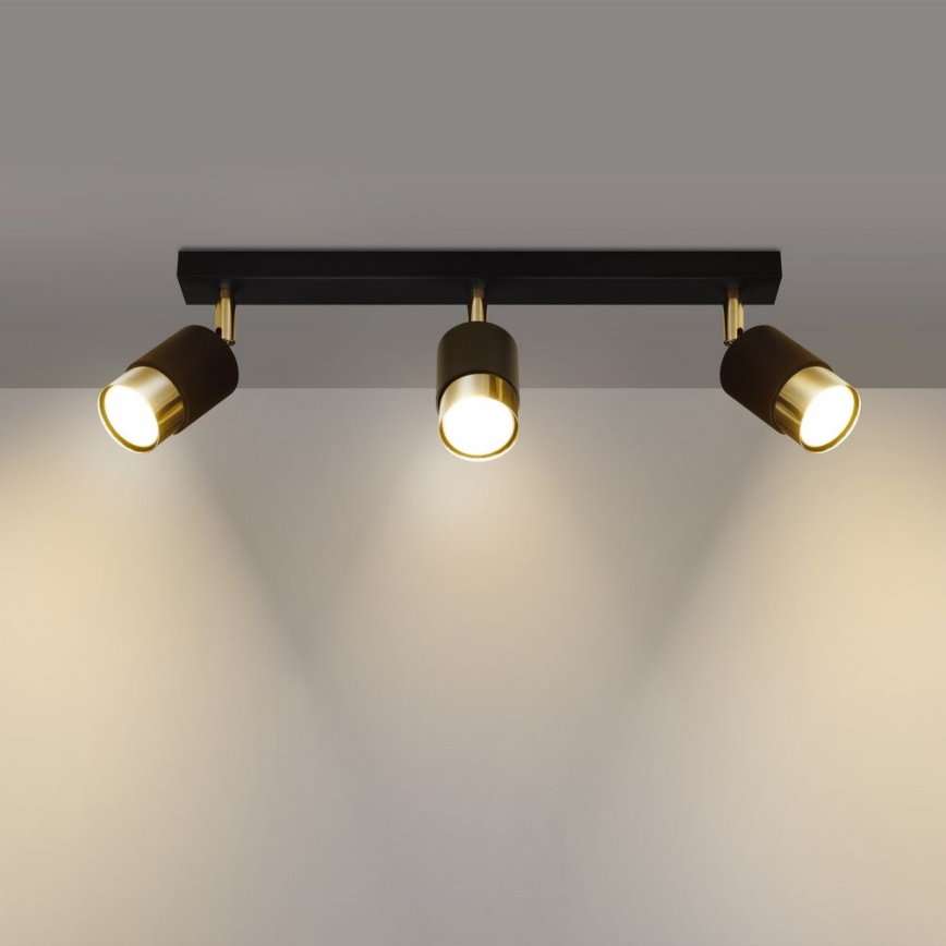 Спот NERO 3xGU10/40W/230V черен/златист