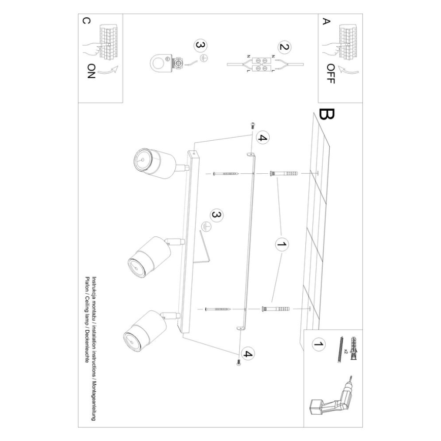Спот NERO 3xGU10/40W/230V черен/златист