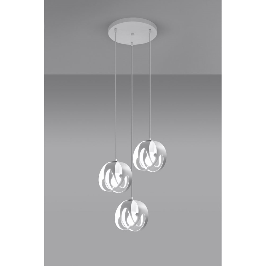 Висящ полилей TULOS 3xE27/60W/230V бял