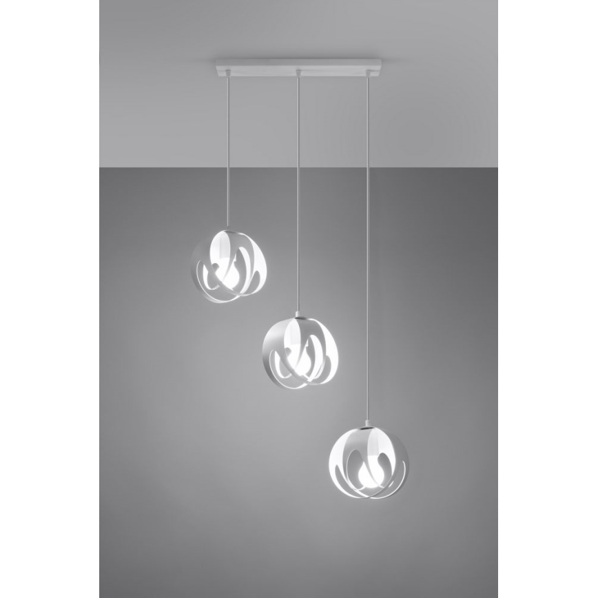 Висящ полилей TULOS 3xE27/60W/230V бял