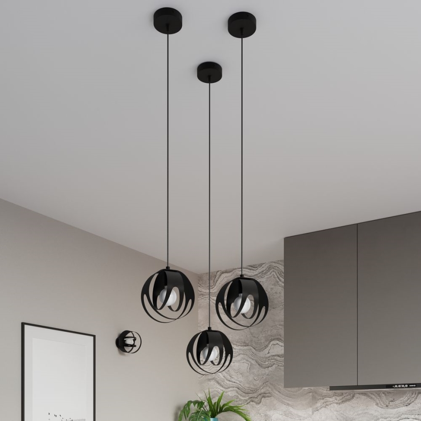 Висящ полилей TULOS 1xE27/60W/230V черен