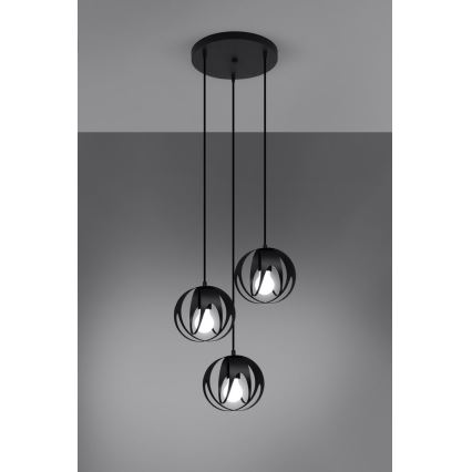 Висящ полилей TULOS 3xE27/60W/230V черен