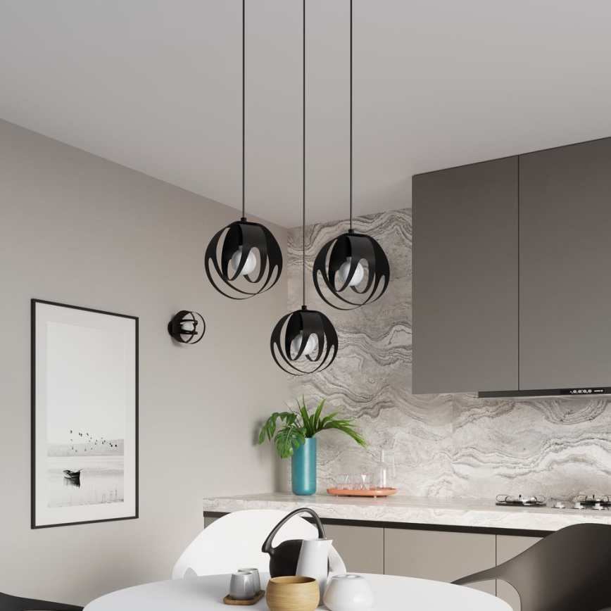 Висящ полилей TULOS 3xE27/60W/230V черен