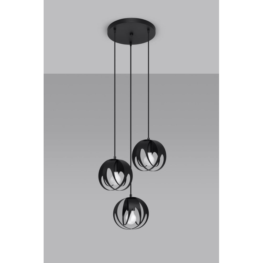 Висящ полилей TULOS 3xE27/60W/230V черен