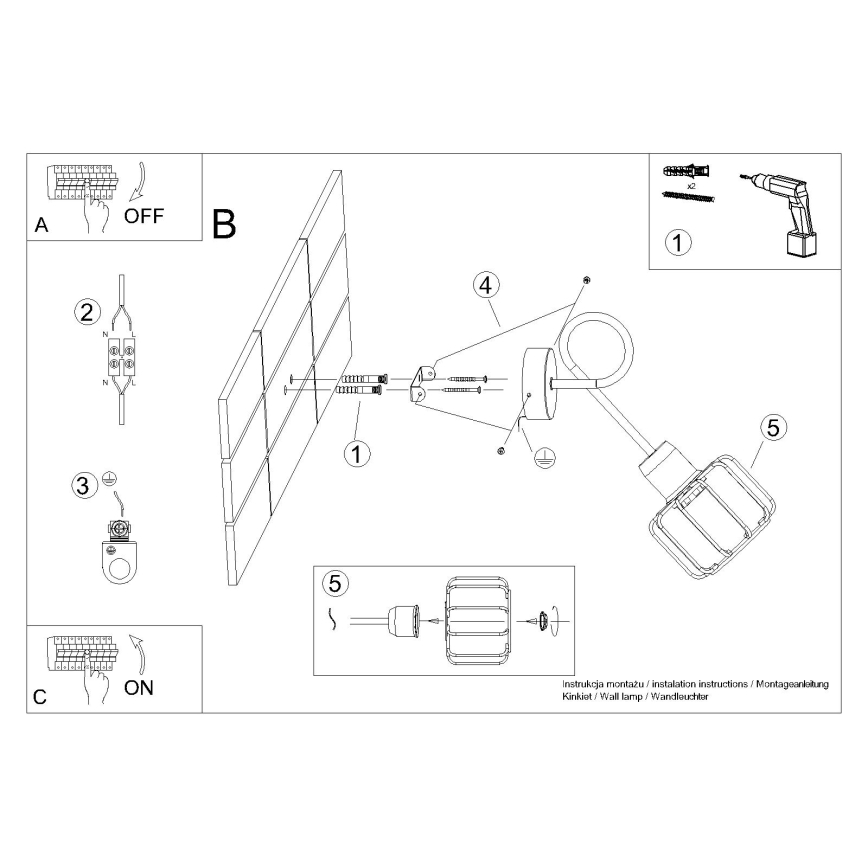 Аплик BELUCI 1xE14/40W/230V черен