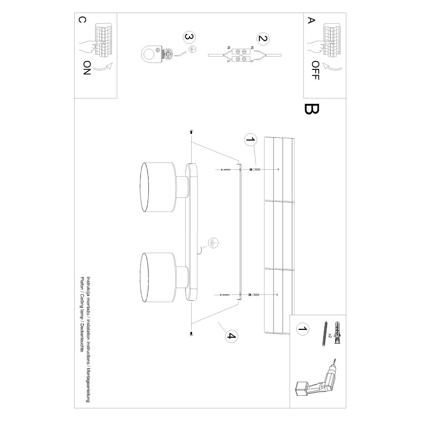Плафониера SAVAR 2xE27/60W/230V черен