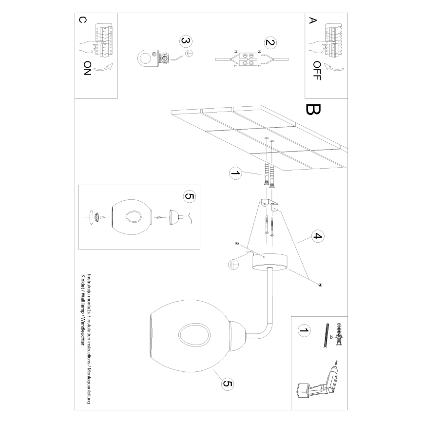 Аплик FILLAN 1xE27/60W/230V черен