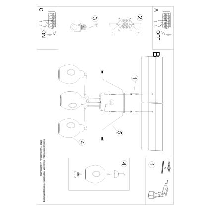 Полилей FILLAN 3xE27/60W/230V черен