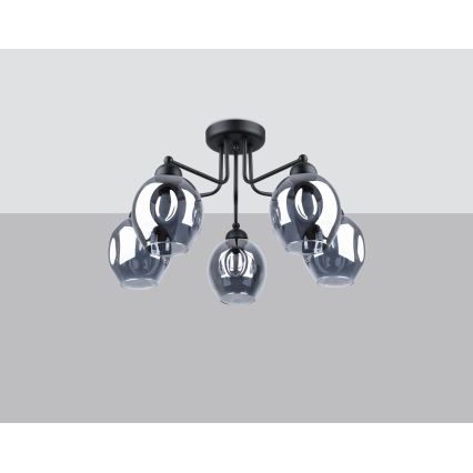 Полилей FILLAN 5xE27/60W/230V черен