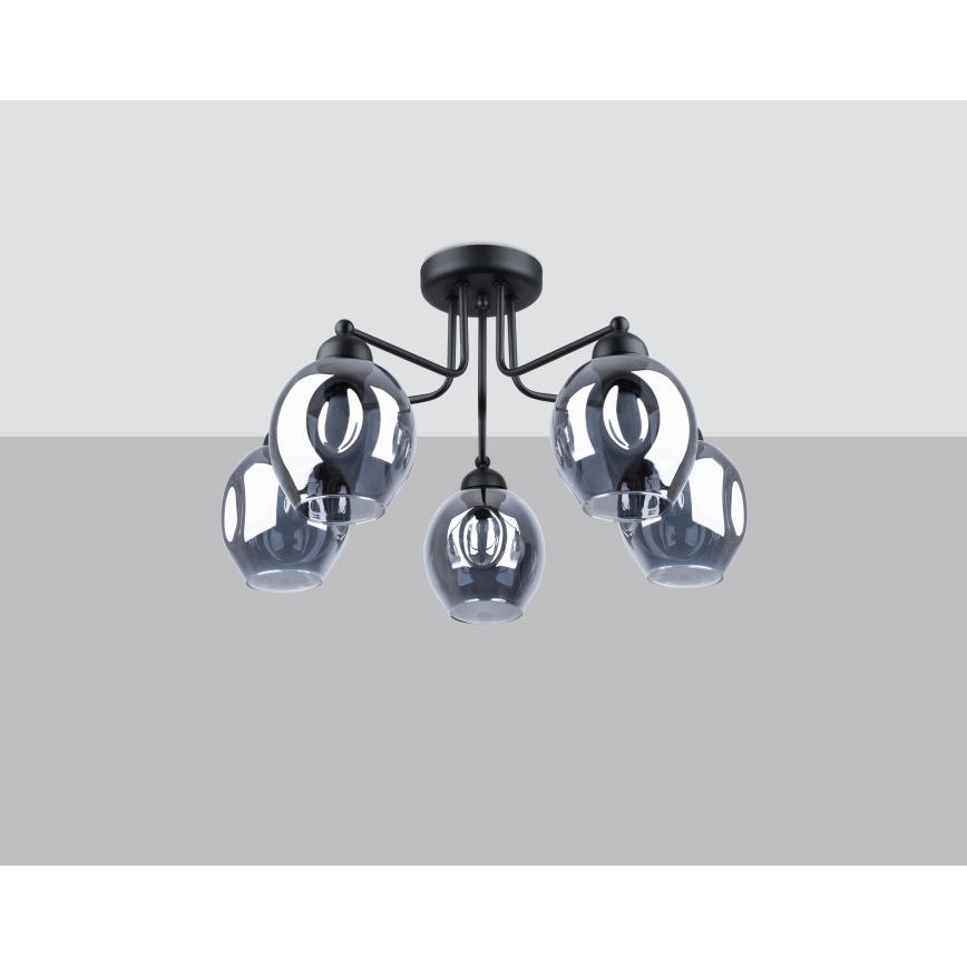 Полилей FILLAN 5xE27/60W/230V черен