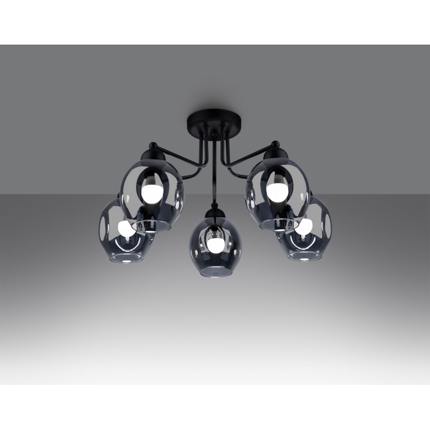 Полилей FILLAN 5xE27/60W/230V черен