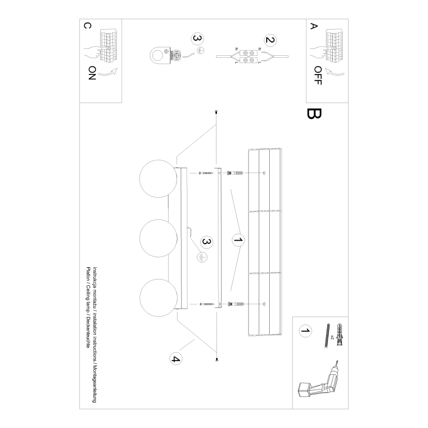 Плафониера YOLI 3xG9/12W/230V черен