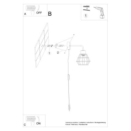 Аплик SUBA 1xE27/15W/230V черен