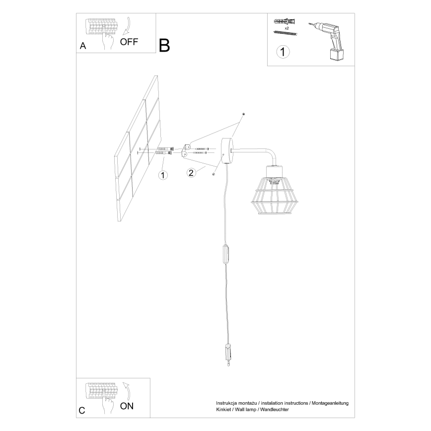 Аплик SUBA 1xE27/15W/230V черен