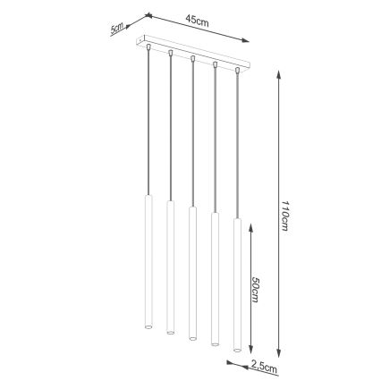 Пендел PASTELO 5xG9/8W/230V златист