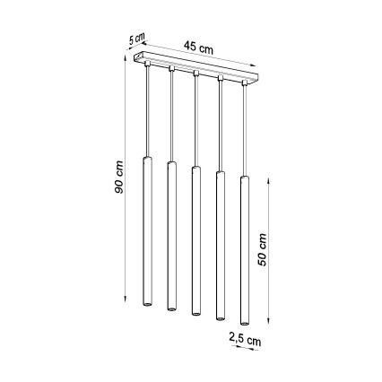 Пендел PASTELO 5xG9/8W/230V златист