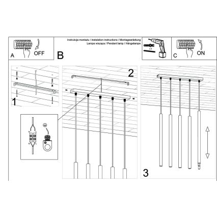 Пендел PASTELO 5xG9/8W/230V златист