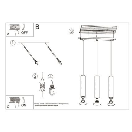 Пендел LAGOS 3xGU10/10W/230V златист