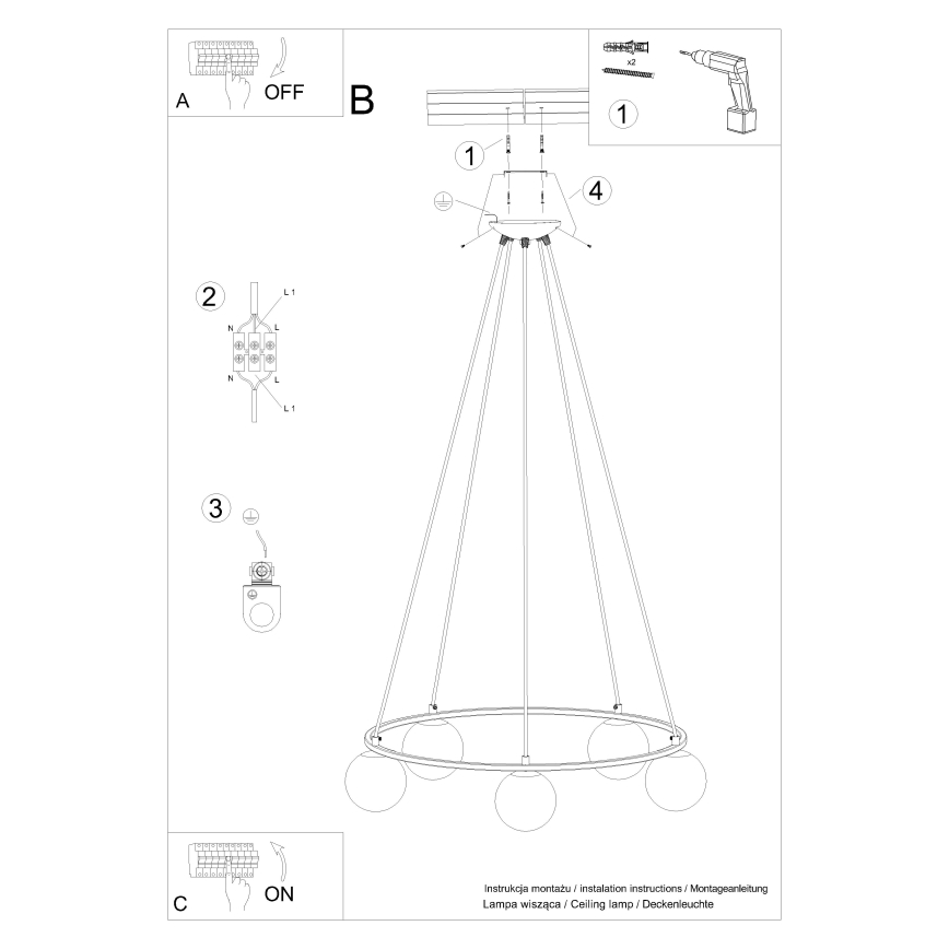 Пендел YOLI 5xG9/8W/230V черен