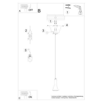 Пендел REA 1xE14/12W/230V бетон