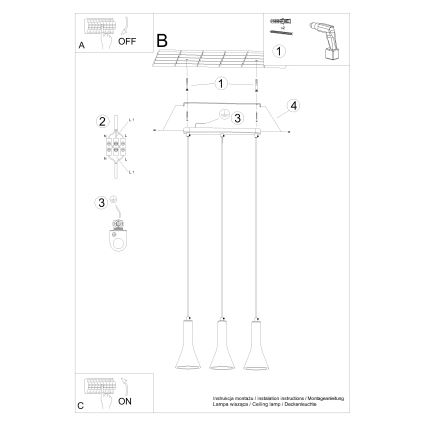 Пендел REA 3xE14/12W/230V бетон