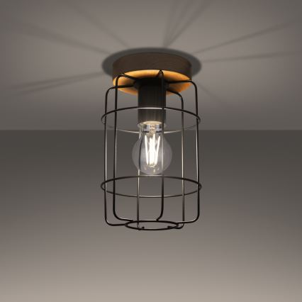 Плафон GOTTO 1xE27/15W/230V черен/бук