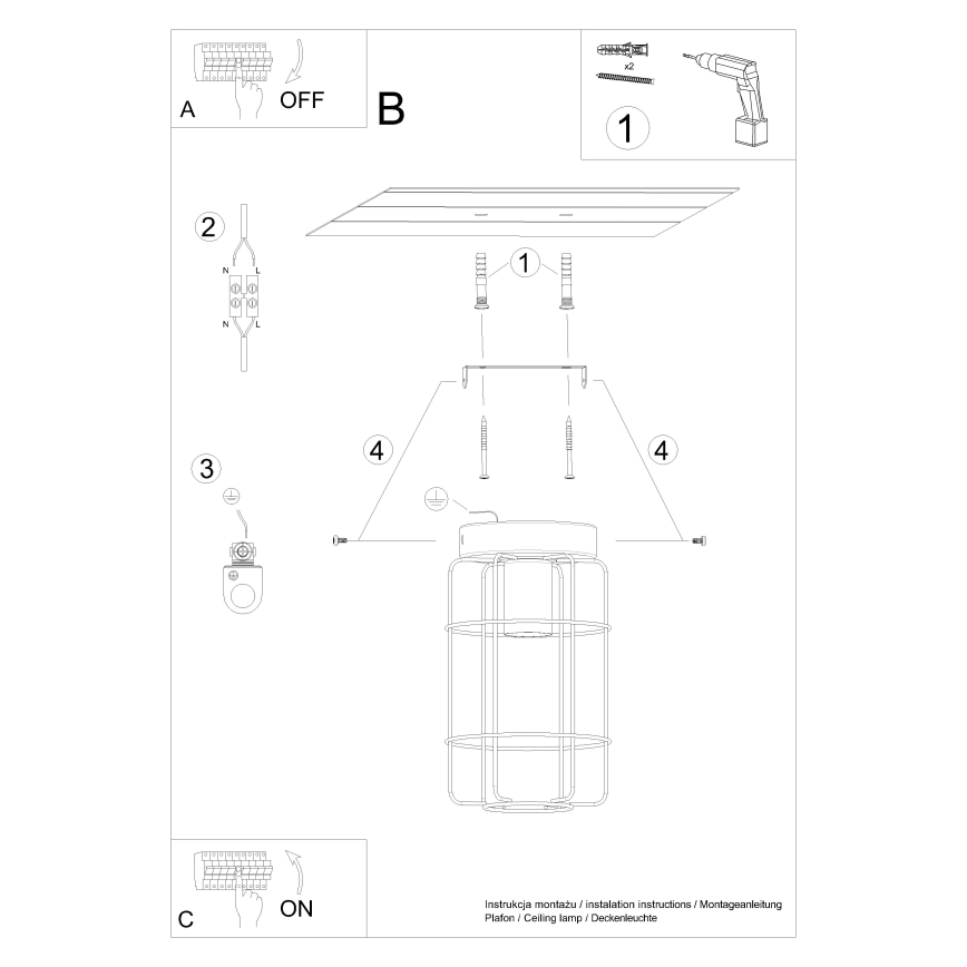 Плафон GOTTO 1xE27/15W/230V черен/бук