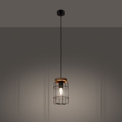 Пендел GOTTO 1xE27/15W/230V черен/бук