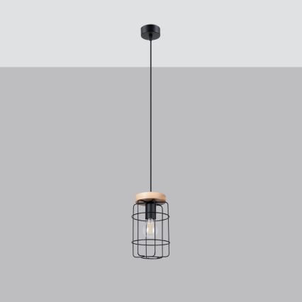 Пендел GOTTO 1xE27/15W/230V черен/бук
