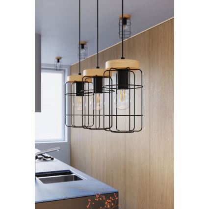 Пендел GOTTO 1xE27/15W/230V черен/бук
