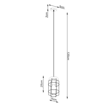 Пендел GOTTO 1xE27/15W/230V черен/бук