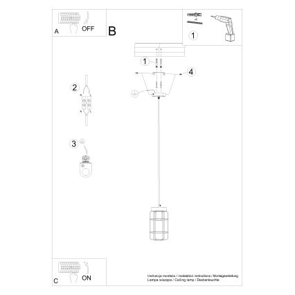 Пендел GOTTO 1xE27/15W/230V черен/бук