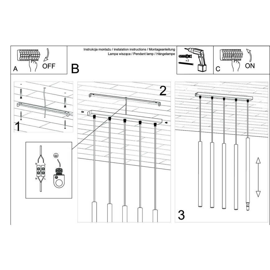 Пендел PASTELO 5xG9/8W/230V бук