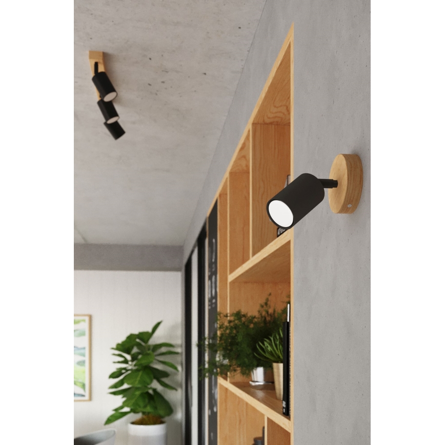 Спот аплик VERDO 1xGU10/10W/230V черен/бук