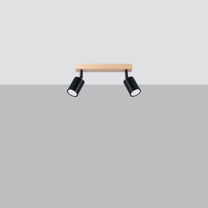 Спот VERDO 2xGU10/10W/230V черен/бук