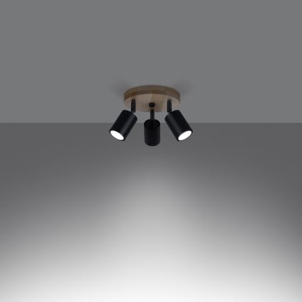 Спот VERDO 3xGU10/10W/230V черен/бук