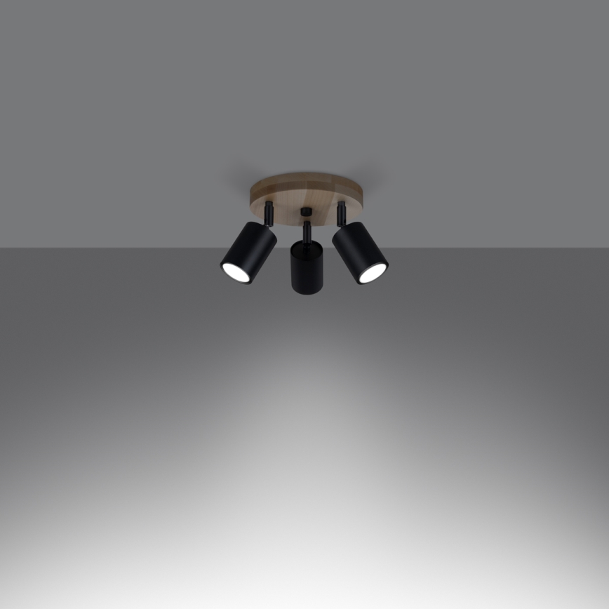 Спот VERDO 3xGU10/10W/230V черен/бук