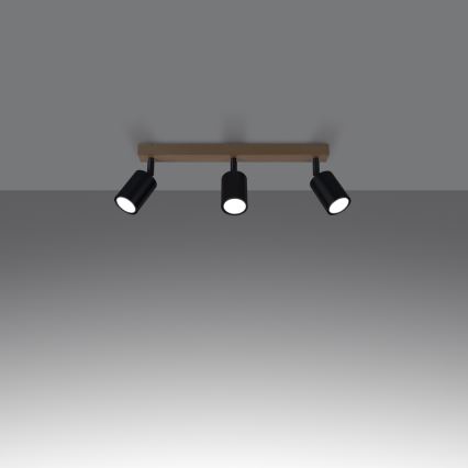 Спот VERDO 3xGU10/10W/230V черен/бук