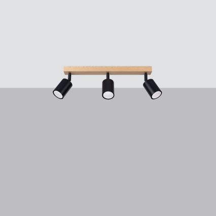 Спот VERDO 3xGU10/10W/230V черен/бук