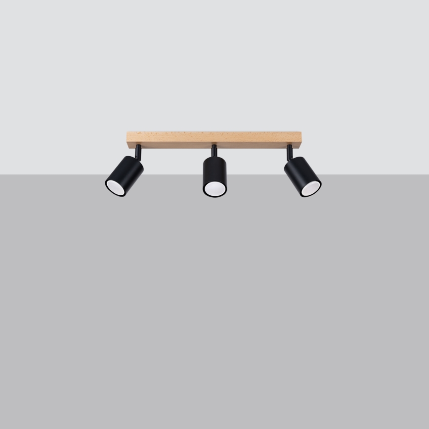 Спот VERDO 3xGU10/10W/230V черен/бук