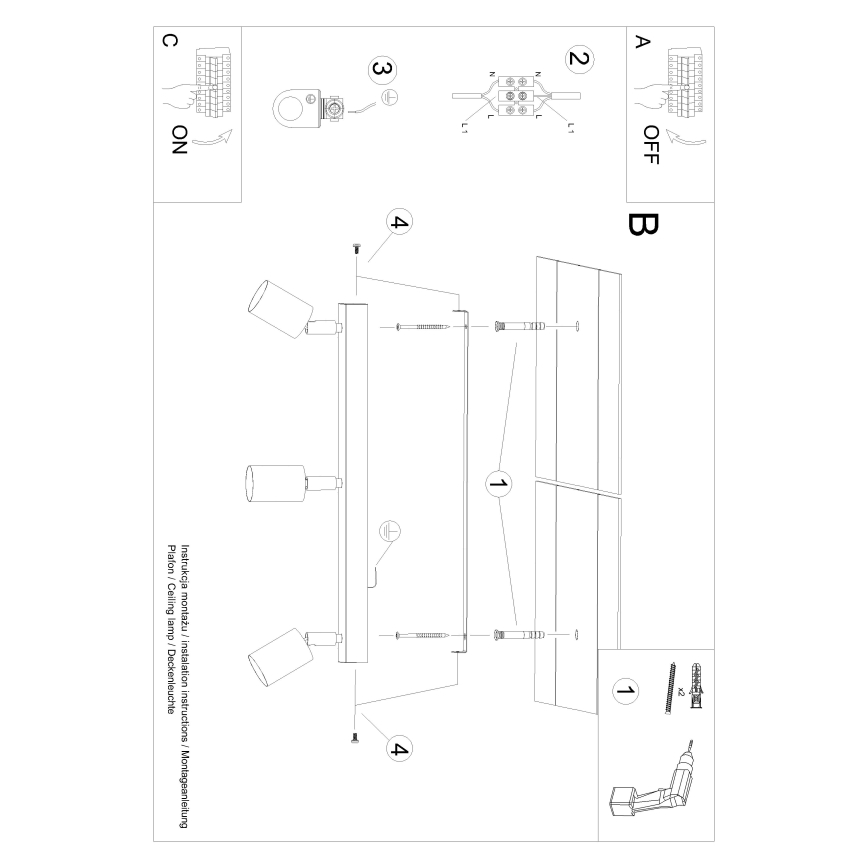 Спот VERDO 3xGU10/10W/230V черен/бук