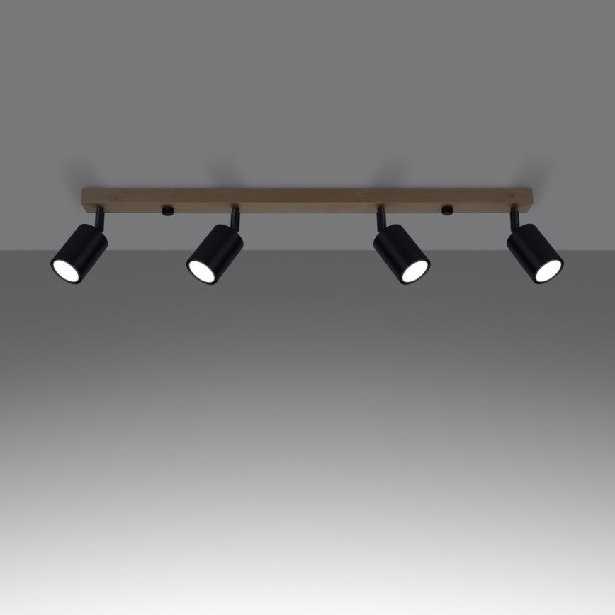 Спот VERDO 4xGU10/10W/230V черен/бук